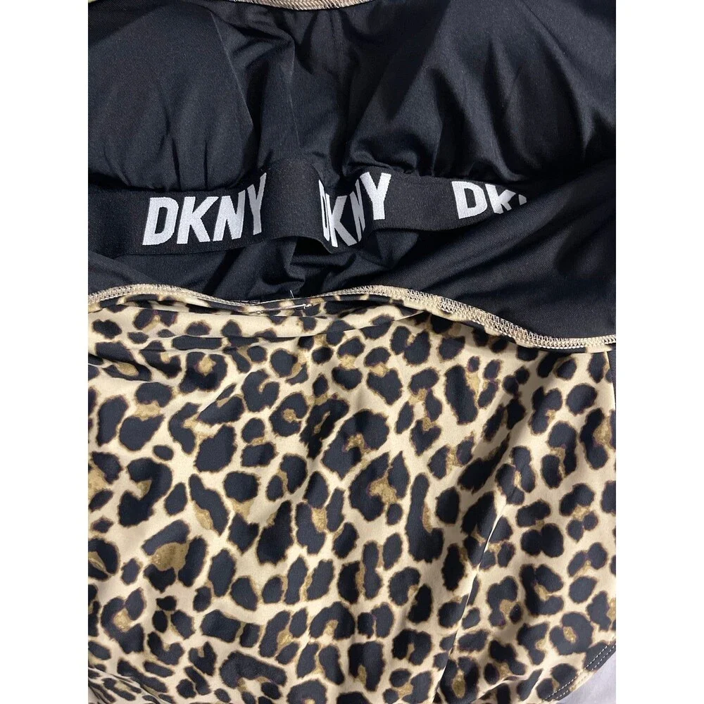 DKNY Women's Leopard-Print One Piece Swimsuit  Suntan Size 12  New with Tags - Picture 4 of 9